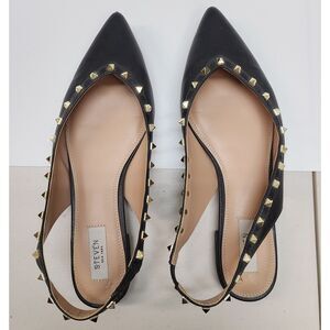 Steven by Steve Madden Black Studded Pointed Toe Slingback Flats Size 11